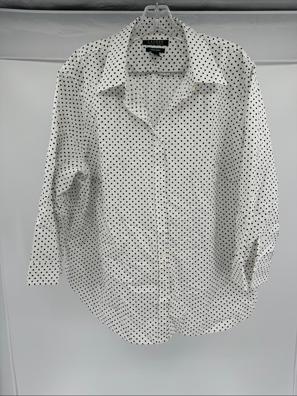 Lauren Ralph Lauren White Shirt with Black Polka Dots